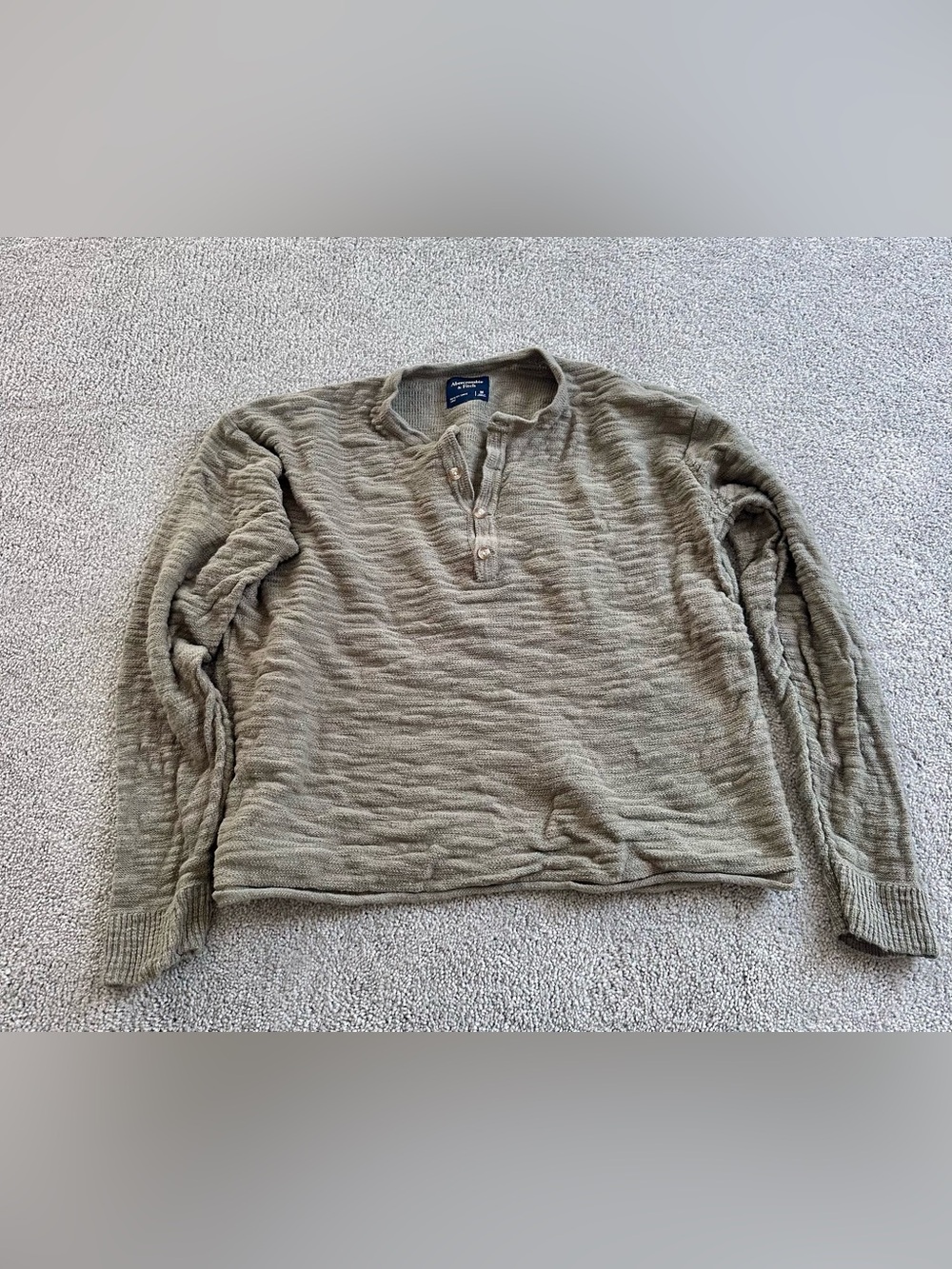 Abercrombie Casual Henley Sweater - Olive Green